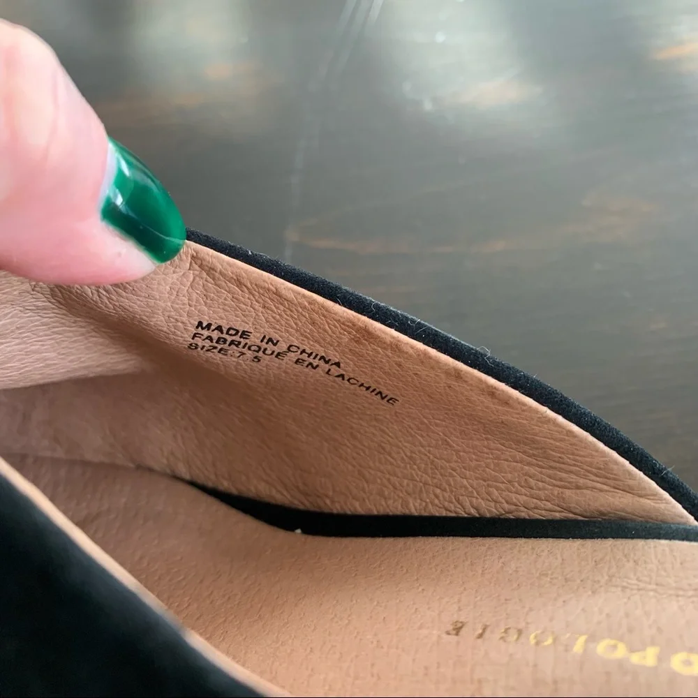 Anthropologie black suede mules snake print heel 7.5 excellent used condition - Picture 6 of 6